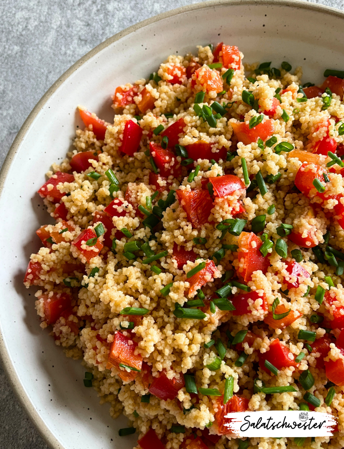 Veganer Couscous-Salat mit Knoblauchdressing