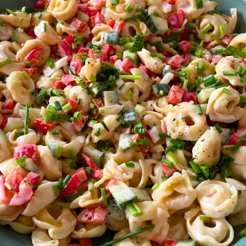 Dieser Tortellini-Salat eignet sich hervorragend als schnelles Mittagessen im Büro, da er sich problemlos vorbereiten und transportieren lässt. Serviere diesen Tortellini-Salat als Beilage zu gegrilltem Gemüse oder Fleisch für ein sommerliches Barbecue im Garten.