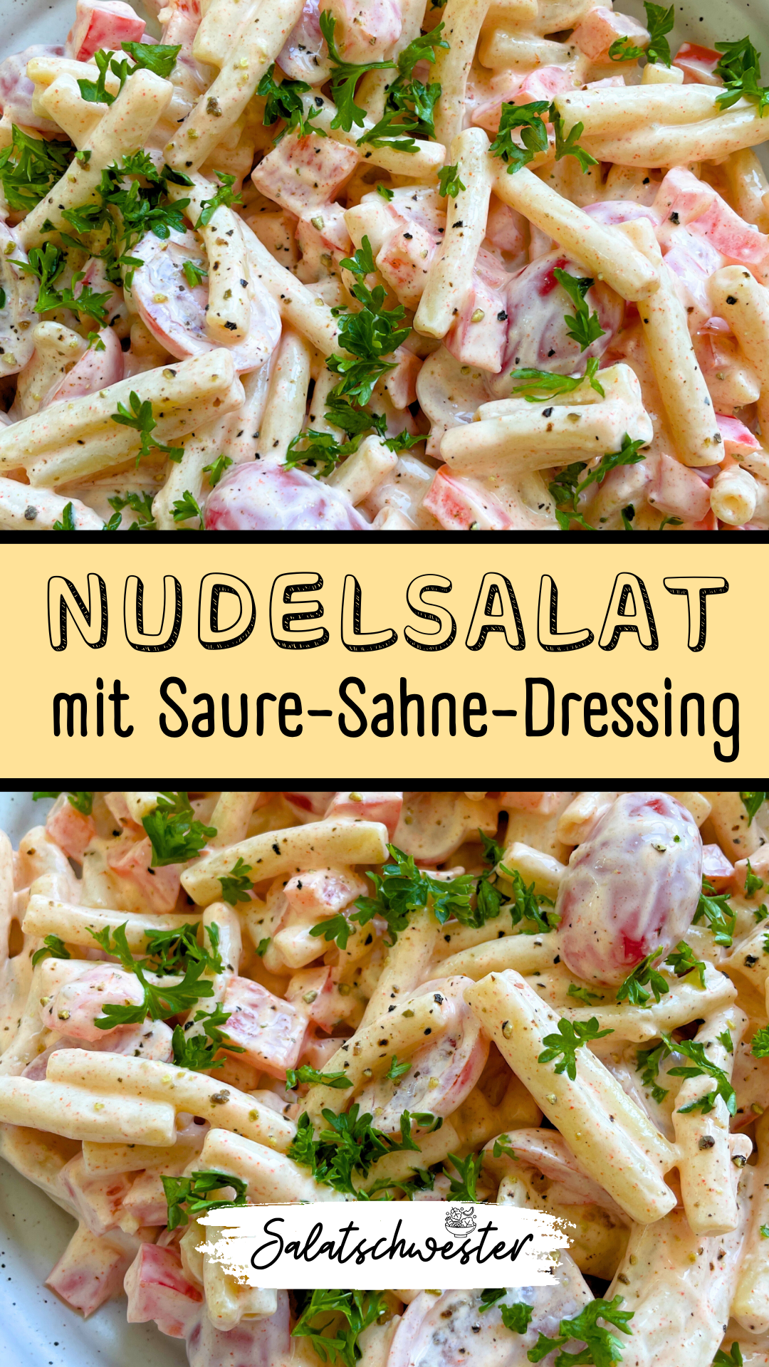 Klassischer Genuss für vegetarische Gaumen: Dieser Nudelsalat mit saurer Sahne ist ein wahrer Klassiker unter den vegetarischen Salaten. Mit seiner einfachen Zubereitung und den frischen Zutaten ist er ein Genuss für jeden, der sich nach einer leichten und köstlichen Mahlzeit sehnt.