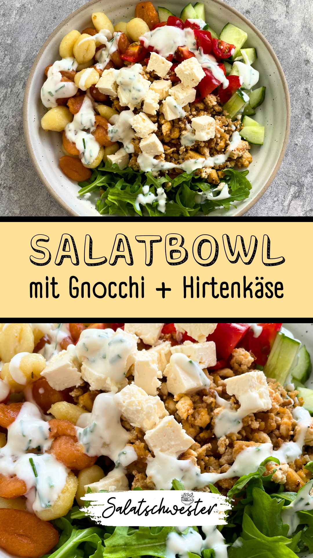 Der Sommer steht vor der Tür und du suchst nach erfrischenden Rezepten? Meine Gnocchi Salat Bowl mit Tofu-Hack, Hirtenkäse und Joghurtdressing ist die perfekte Sommeridee. Leicht, gesund und unglaublich lecker – dieser Salat wird dein neuer Favorit an heißen Tagen. Lass dich inspirieren und genieße die Aromen des Sommers in einer einzigen Bowl.