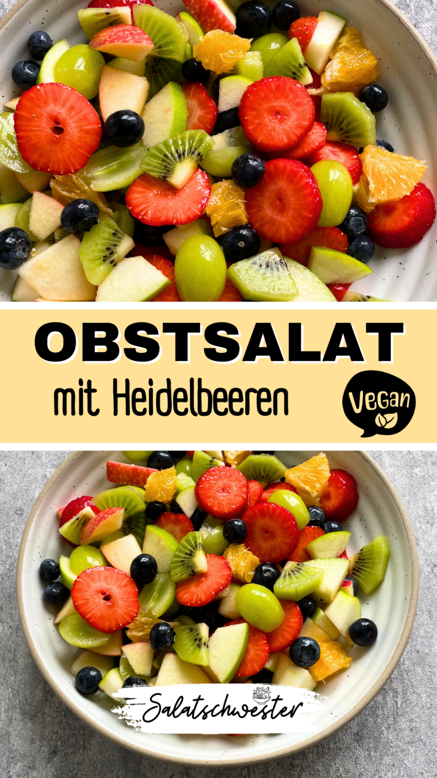 Obstsalat mit Heidelbeeren und Limettensaft einfaches Rezept