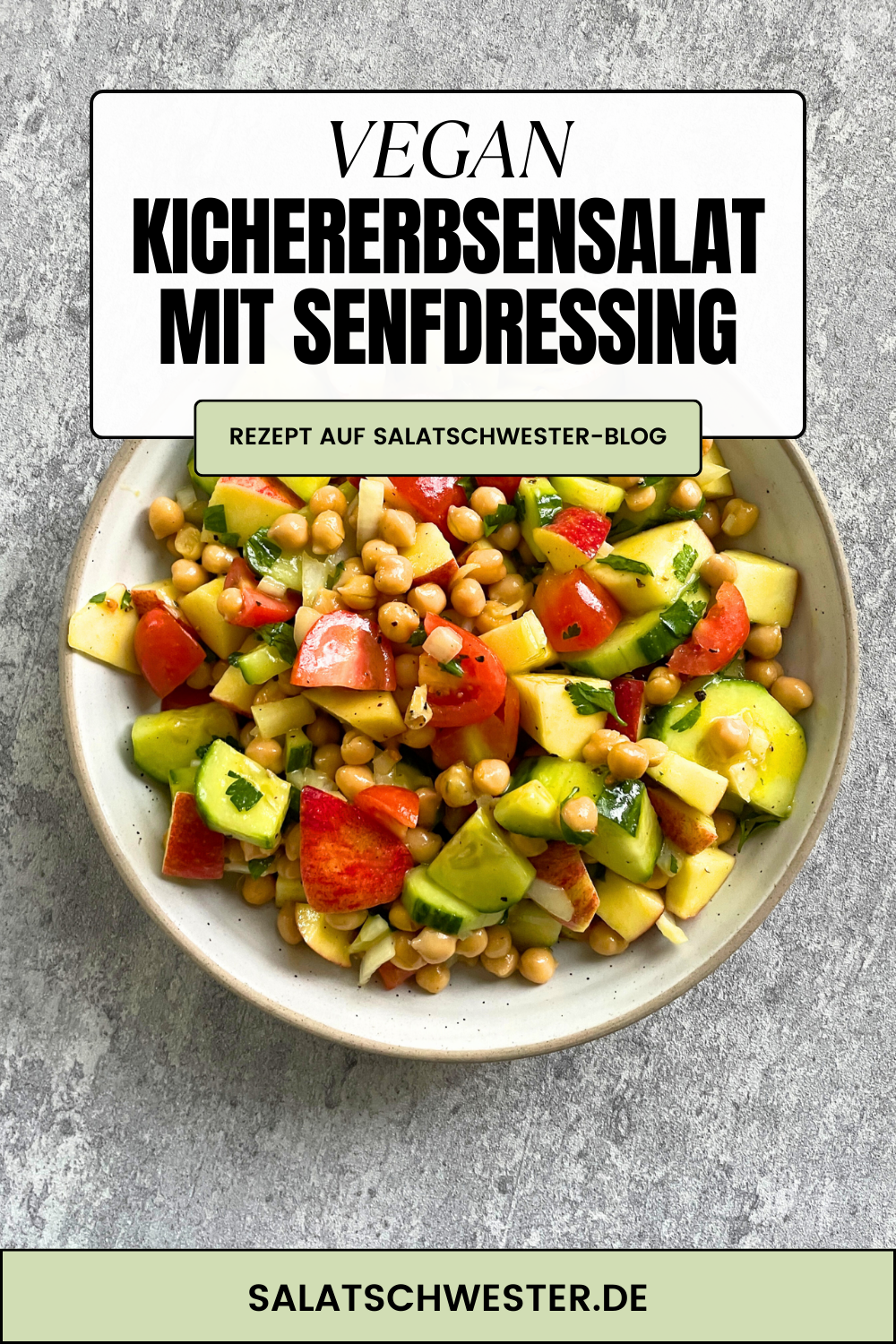 Schnell, lecker und nahrhaft: Der Kichererbsensalat mit Apfel und Senfdressing ist ein echtes Highlight in der Kategorie Salatideen. Er verbindet die Frische von Äpfeln mit der milden Süße der Kichererbsen und einem würzigen, veganen Senfdressing. Das Ergebnis ist ein gesundes Salatrezept, das nicht nur satt macht, sondern auch leicht in der Zubereitung ist.