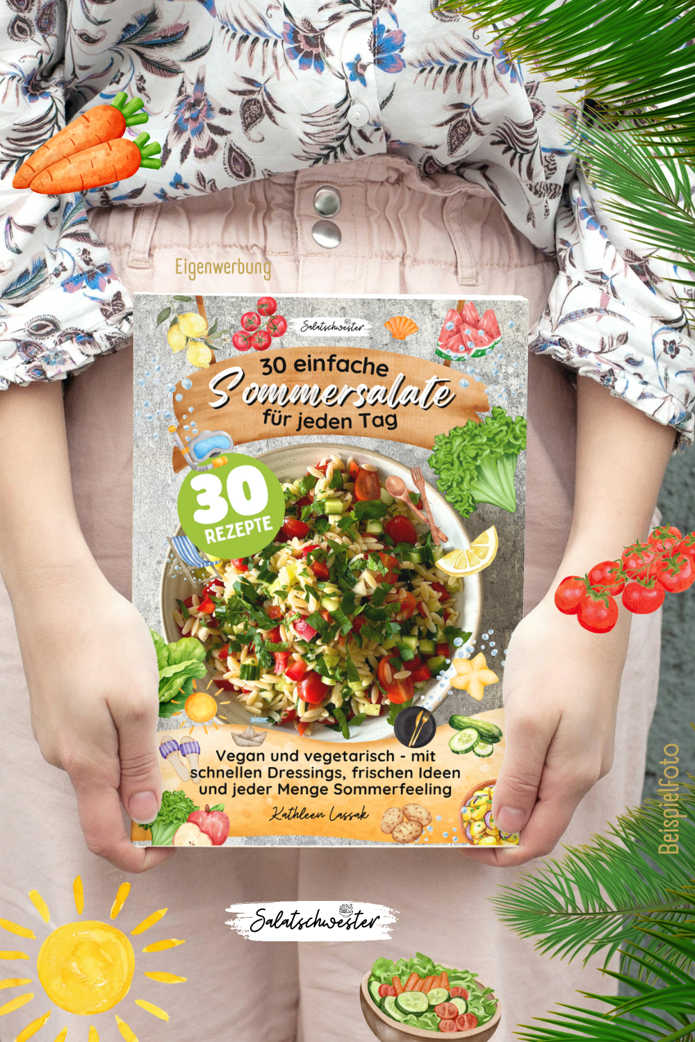 Bunter Sommersalat mit frischen Tomaten, Gurken und Kräutern – perfekt für heiße Tage.