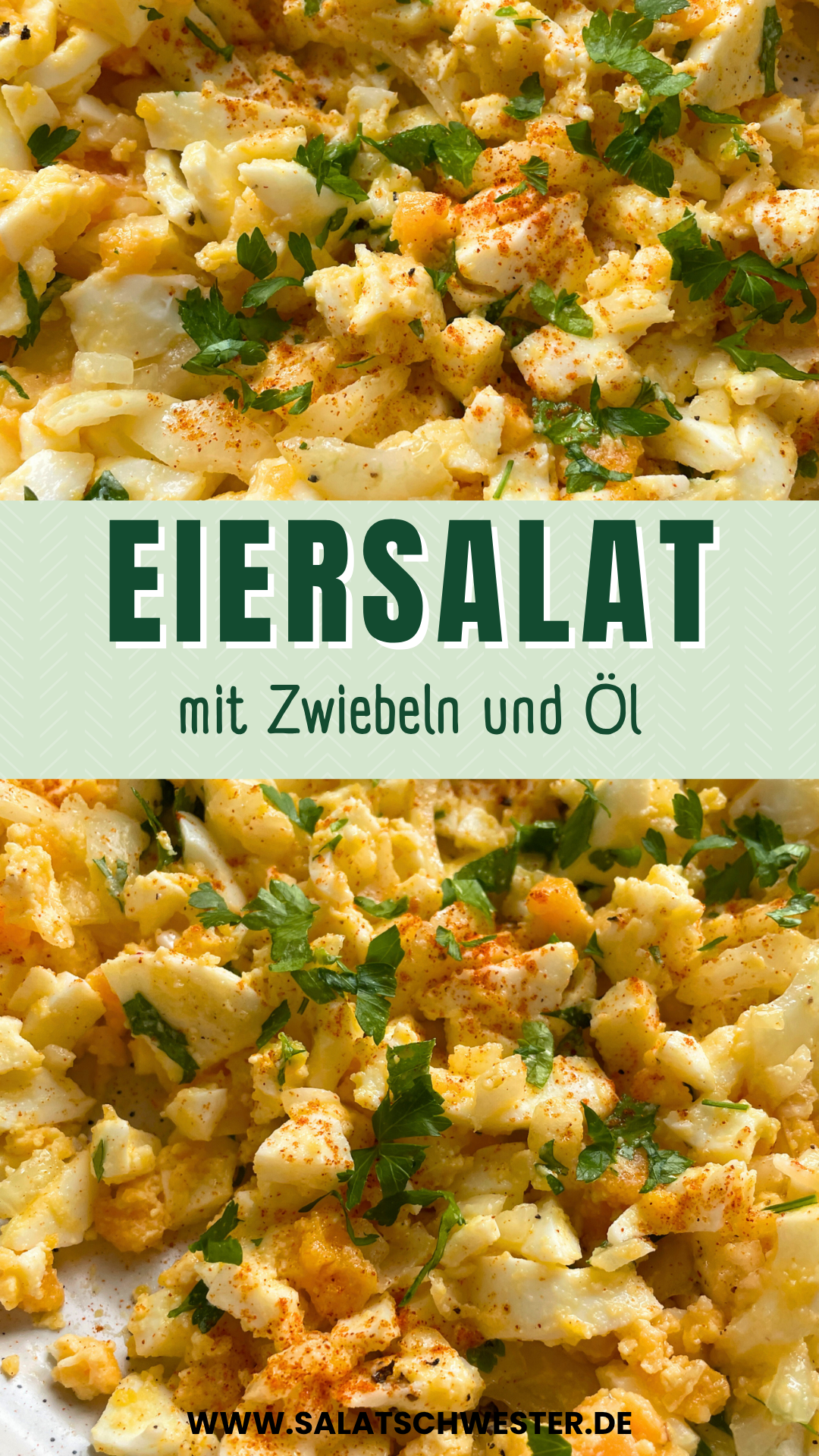 Selbstgemachter Eiersalat mit Zwiebeln und Öl, perfekt für Brunch oder kalte Küche