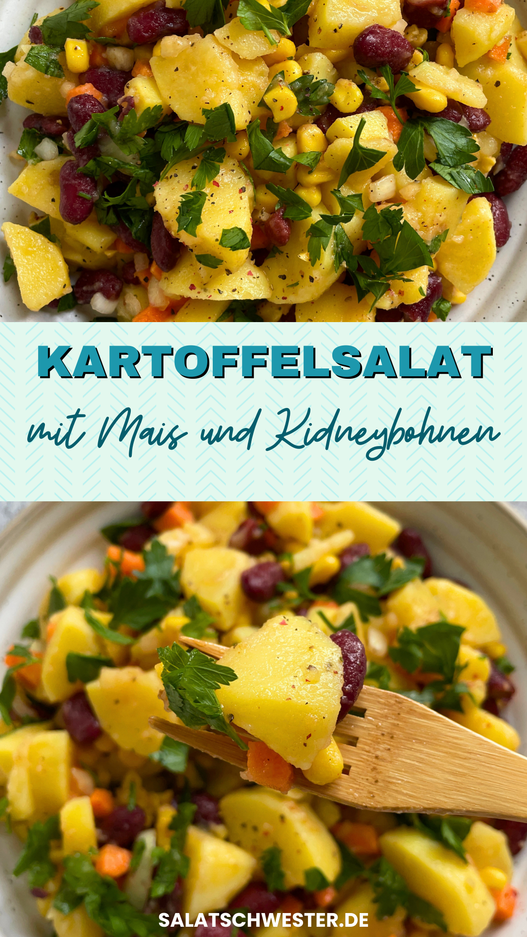 Kartoffelsalat mit Mais und Kidneybohnen in Schüssel serviert