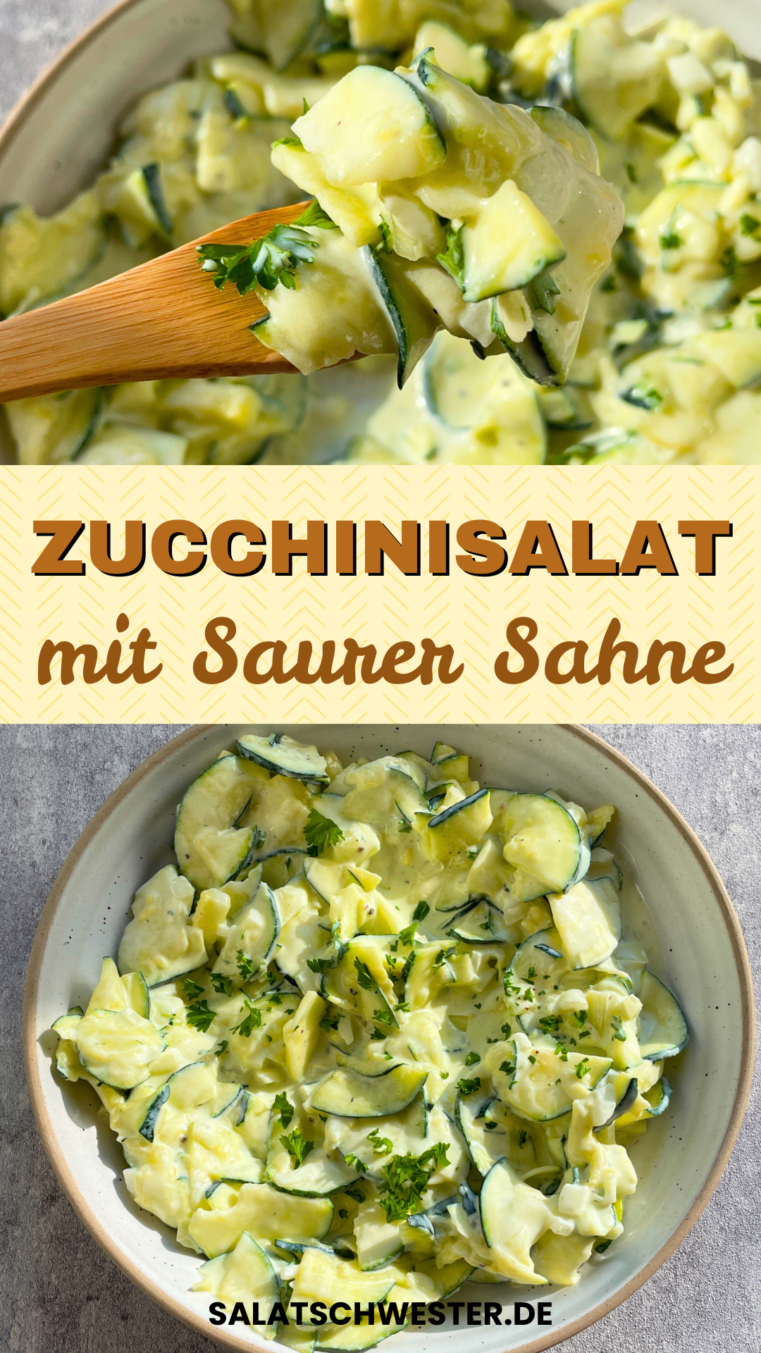 Frischer Zucchinisalat mit cremiger Sahnesauce und Schnittlauch