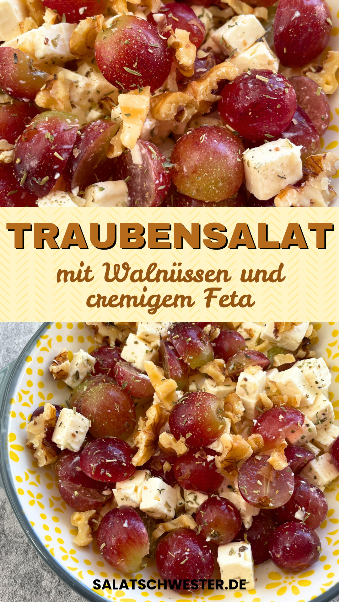 Herbstlicher Salat mit Trauben, Feta und Walnüssen – ideal als Vorspeise oder Beilage